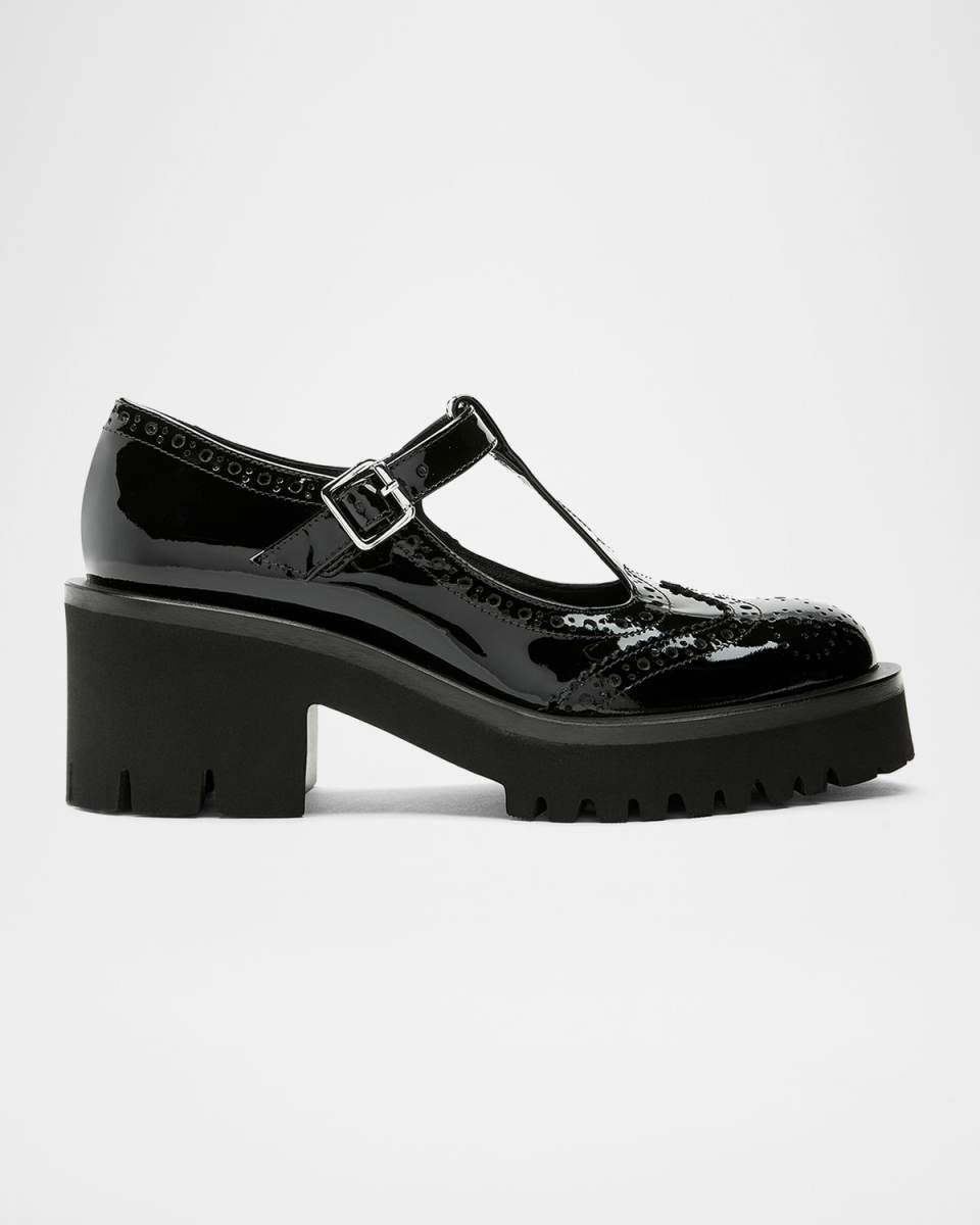 Tree Patent Leather T-Strap Mary Jane Loafers